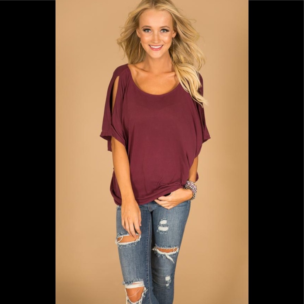 January 7 Blouse, cold shoulder w/ties, sz S